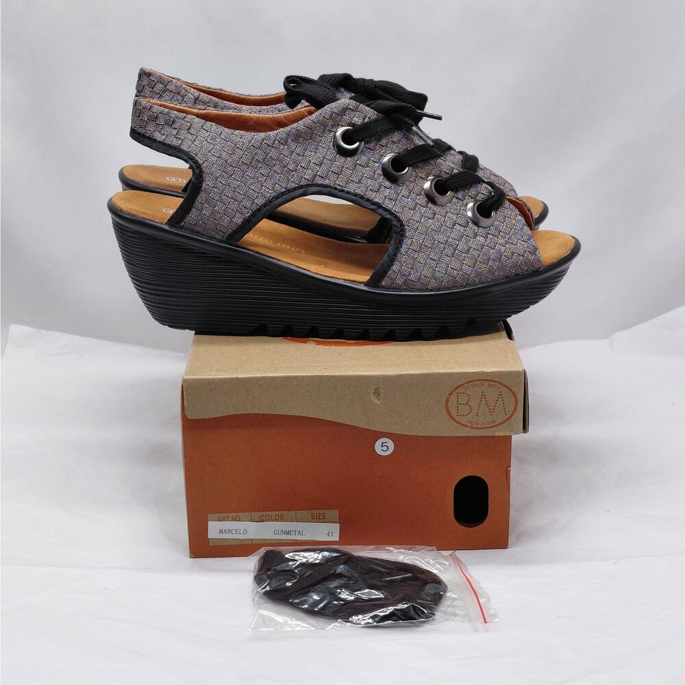 Bernie Mev Womens Wedge Comfort Sandals EU 41 Woven Lace Up Platform Travel - Picture 2 of 12